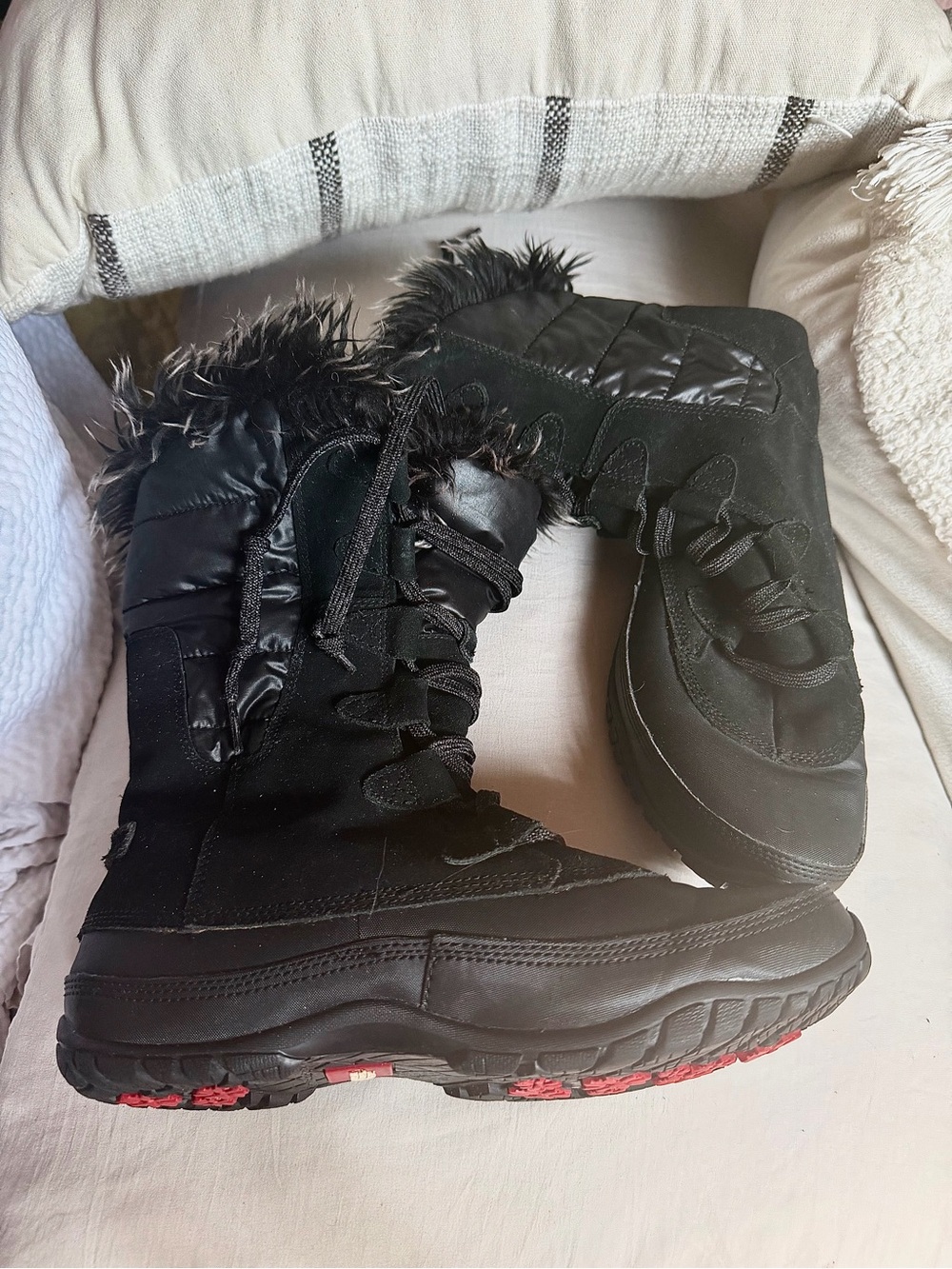 Women's Nupse Purna The North Face Black Winter Lace-Up Fur-Trim Boots